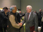 MUHAMMAD YUNUS AND FELLOW NOBEL LAUREATE, PRESIDENT JIMMY CARTER AT THE CHICAGO NOBEL PEACE SUMMIT, 2012